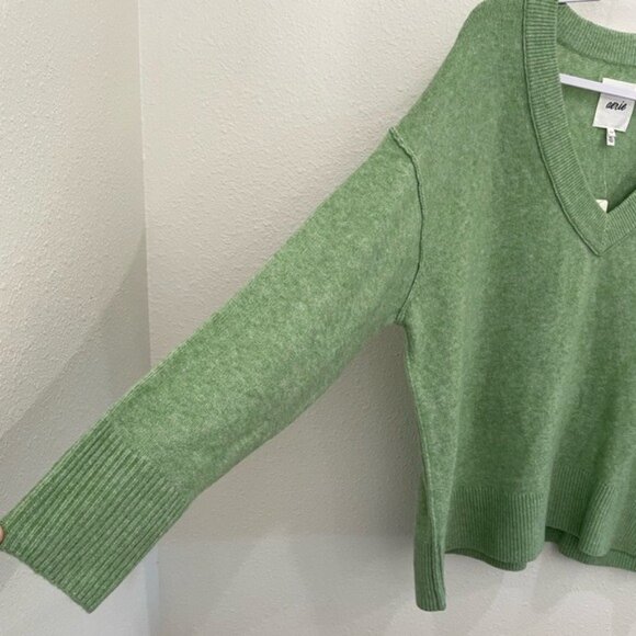 New Aerie Oversized Cozy V-Neck Sweater Lounge Boho Neutral Sustainable - Picture 2 of 6